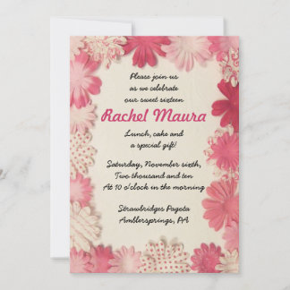Papier Blume Hot Pink 16 . Geburtstag 16 Einladung