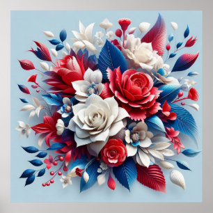🌸 Papier-Blumenarrangement für das moderne Zuhaus Poster