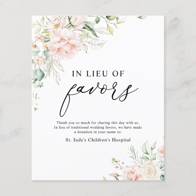 Papier Blush Floral en remplacement des faveurs signe de  (Devant)