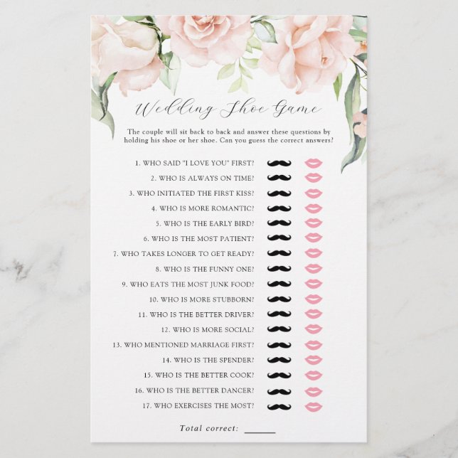 Papier Blush Floral Green Mariage Chaussure jeu nuptiale (Devant)