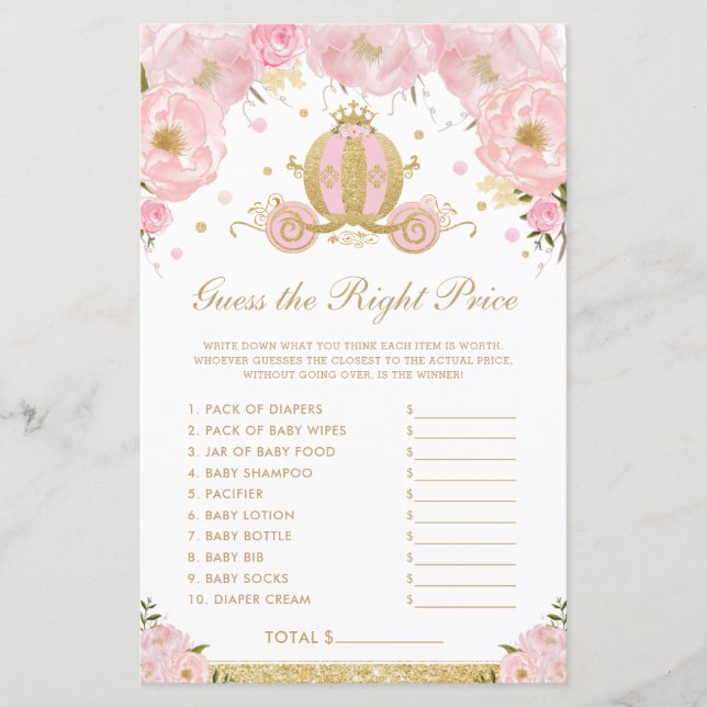 Papier Blush Floral Princess devine le bon jeu de prix (Devant)