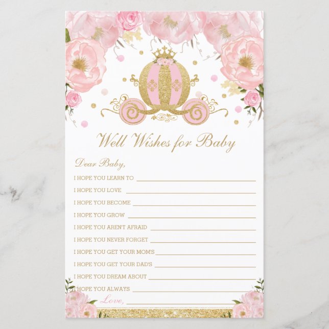 Papier Blush Floral Princess Wings for Baby shower (Devant)