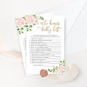 Papier Blush floral Qui connaît papa meilleur baby shower