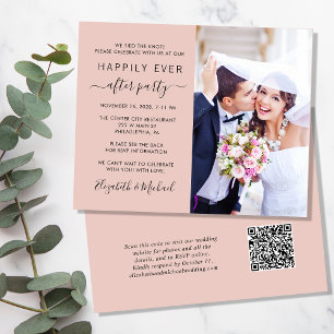 Papier Blush Photo QR Code Mariage Réception Invitation