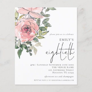 PAPIER Blush Pink Floral Achtzigste Party Einladun