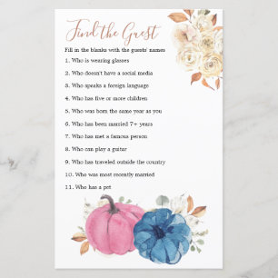 Papier Blush Pink & Navy Citrouille Rustic Trouvez l'invi