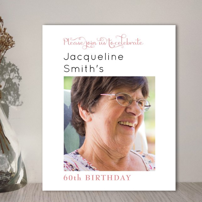 Papier Blush Pink Photo Invitation Anniversaire (Créateur téléchargé)