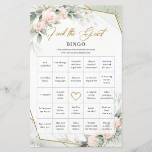 Papier Blush romantique vert floral Trouver l'invité Bing
