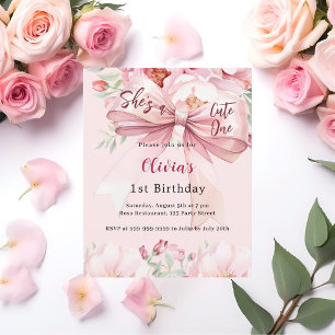 Papier Blush rose bow mignon une invitation 1er anniversa