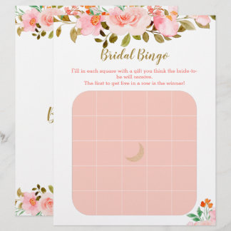 Papier Blush rose Floral douche nuptiale Bingo Jeu