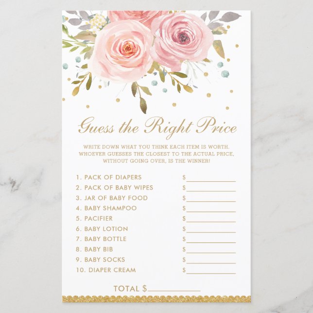 Papier Blush Rose Floral Guess Juste Prix Jeu de douche (Devant)