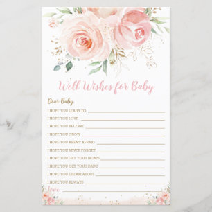 Papier Blush rose Floral Wings for Baby shower Game