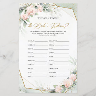 Papier Blush rose Qui peut terminer le jeu de la mariée P
