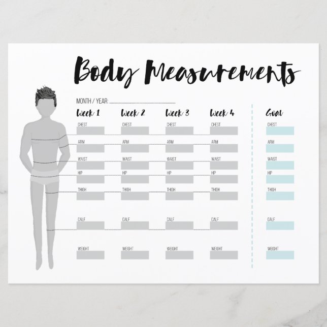 Papier Body Measurements Tracker pour les hommes, 4 semai (Devant)