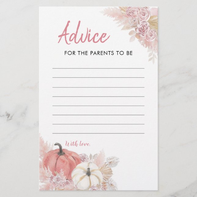 Papier Bohemian Fall in Love Citrouille Advice Card (Devant)