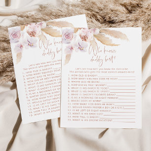 Papier Bohemian Qui connaît papa meilleur baby shower jeu