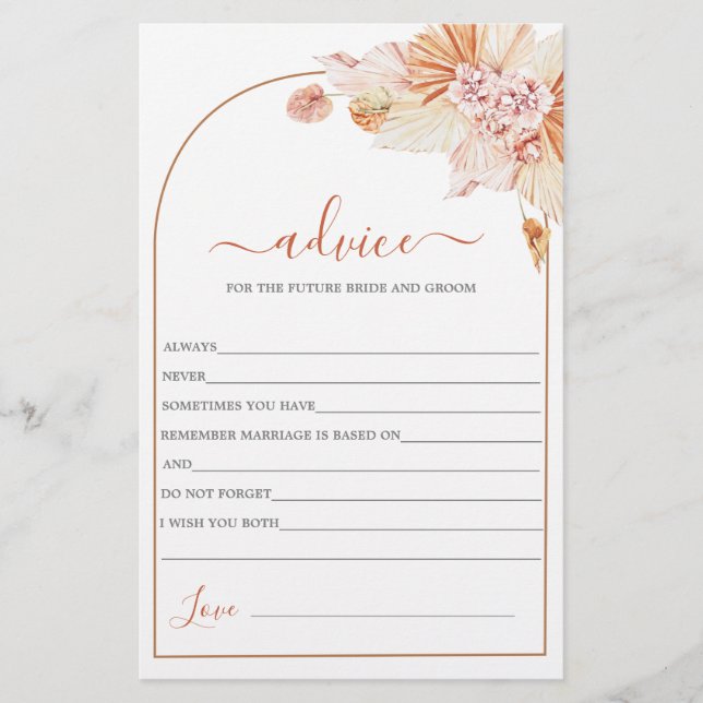 Papier Bohemian Terracotta Advice for the Bride card (Devant)