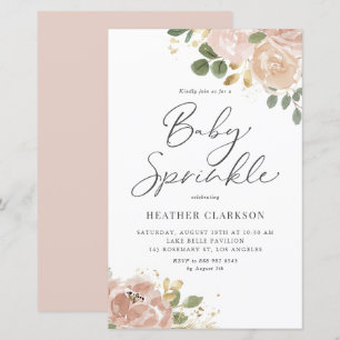 Papier Boho Aquarelle Mauve Peach Fleurs Baby Sprinker