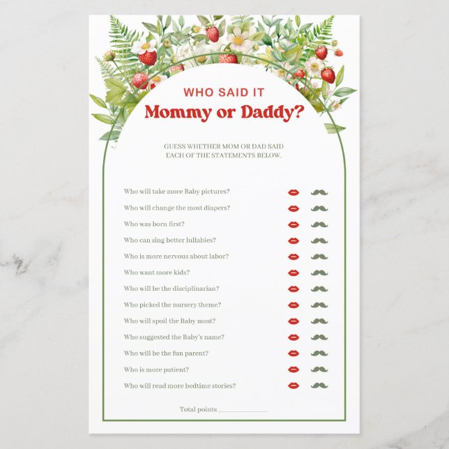 Papier Boho Arch Berry Sweet Strawberry maman ou papa (Devant)