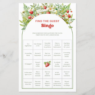 Papier Boho Arch Strawberry Trouver L'Invité Bingo jeu