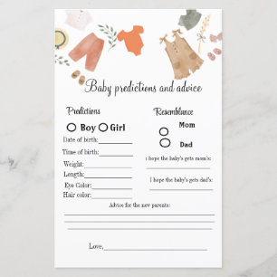 Papier Boho Baby prédictions et conseils jeu de baby show