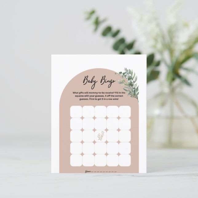 Papier Boho baby shower jeu de bingo (Debout devant)