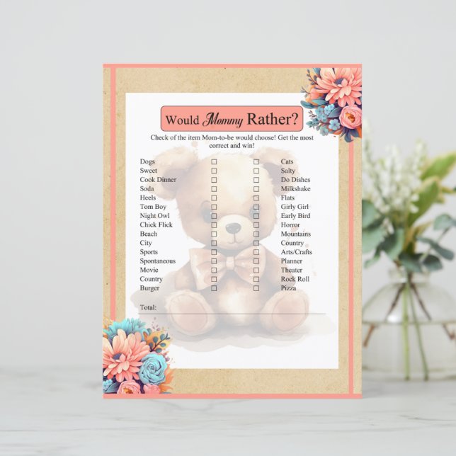 Papier Boho Baby shower Ours Rose Serait Moment Plutôt Je (Debout devant)