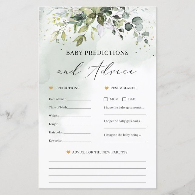 Papier Boho baby shower prédictions et jeu de conseil (Devant)