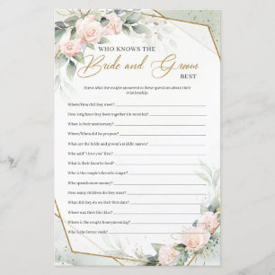 Papier Boho Blush Qui connaît la mariée et le marié le mi