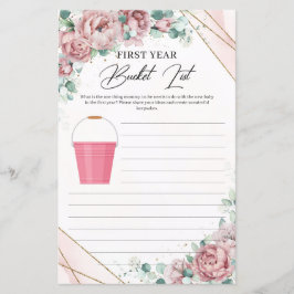 Papier Boho blush rose or cadre Bucket List Première anné