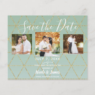 Papier Boho Bohemian Chic Gold Mint Modern Date de sauveg