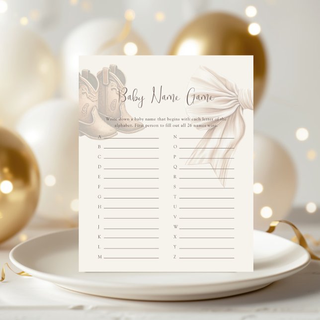 Papier Boho Boots Ou Bows Genre Révéler Nom Du Bébé Jeu (Créateur téléchargé)