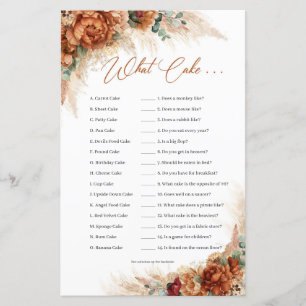 Papier Boho Burn orange cuivre floral pampas What Cake