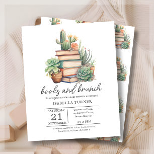 Papier Boho Cactus Livres & Brunch Baby shower Invitation
