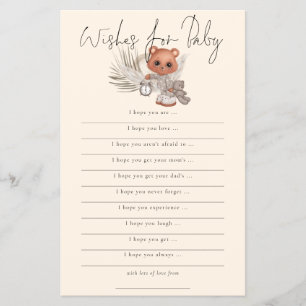 PAPIER   Boho Chic Bear Wünsche für Baby Showgame