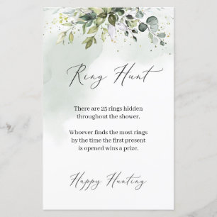 Papier Boho Eucalyptus feuillage verdoyant Ring Hunt game