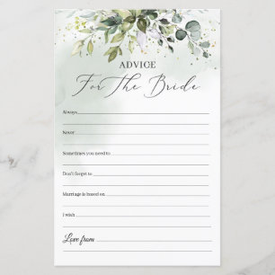Papier Boho Eucalyptus verdure Conseils pour la mariée je
