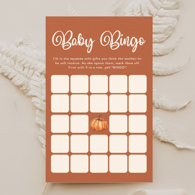 Papier Boho Fall Citrouille Baby shower Bingo Jeu (Créateur téléchargé)