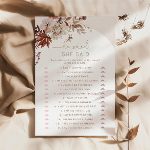 Papier Boho fall Il a dit qu'elle a dit nuptiale douche j