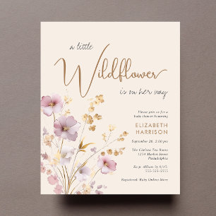 Papier Boho Fleur sauvage Aquarelle bébé fille douche Inv