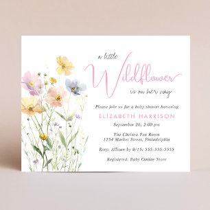Papier Boho Fleur sauvage Aquarelle bébé fille douche Inv