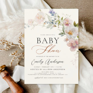 Papier Boho Fleur sauvage Baby shower Garden Invitation