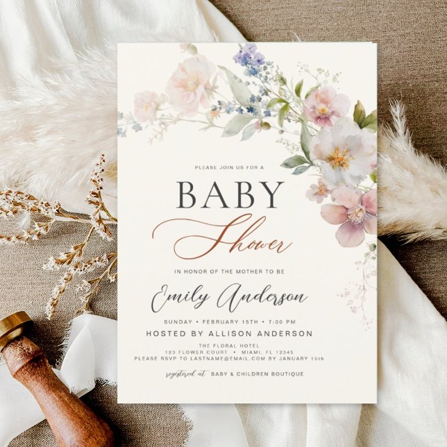 Papier Boho Fleur sauvage Baby shower Garden Invitation (Créateur téléchargé)