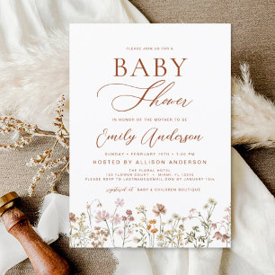 Papier Boho Fleur sauvage Baby shower Garden Invitation