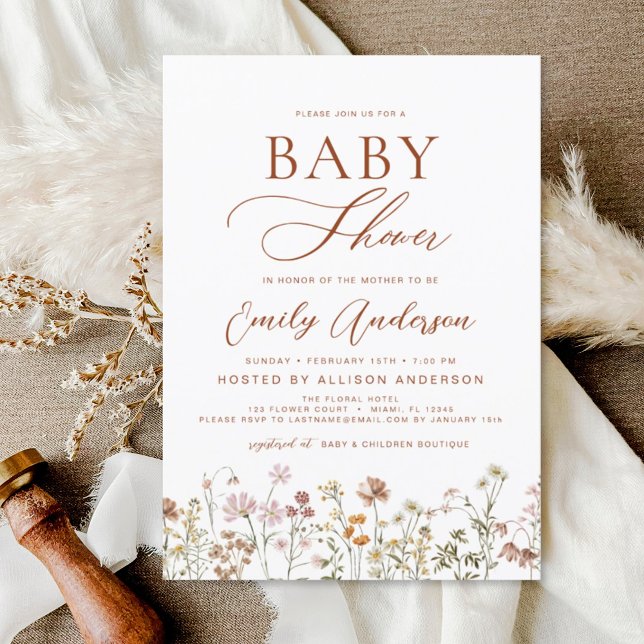 Papier Boho Fleur sauvage Baby shower Garden Invitation (Créateur téléchargé)