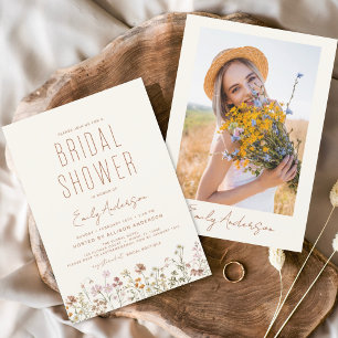 Papier Boho Fleur sauvage Fête des mariées Photo Invitati