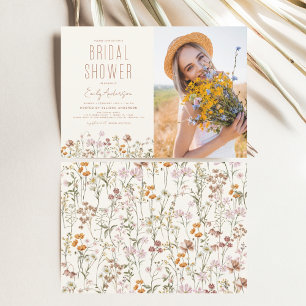 Papier Boho Fleur sauvage Fête des mariées Photo Invitati