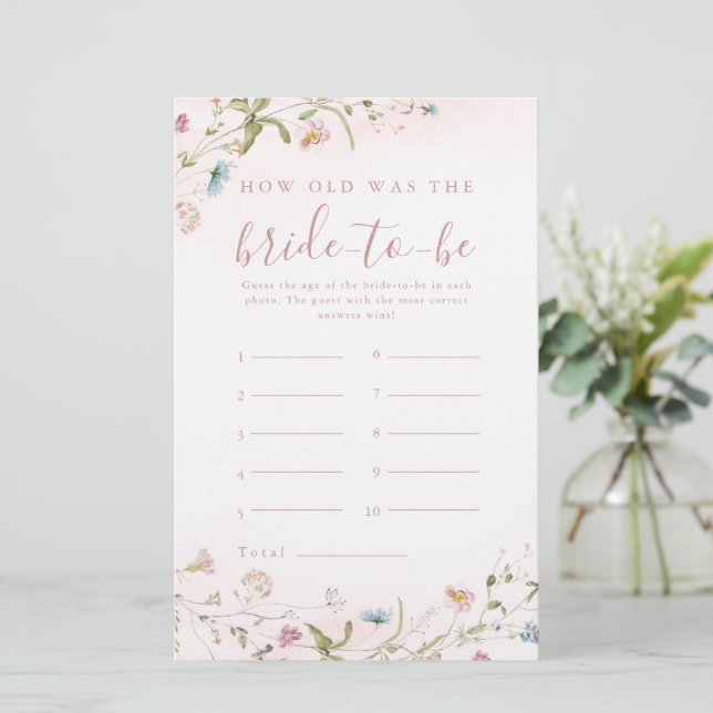 Papier Boho Fleur sauvage rose quel âge avait la mariée j (Debout devant)