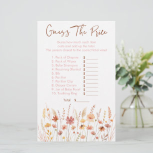 Papier Boho Fleurs sauvages Devinez Le Baby shower De Pri