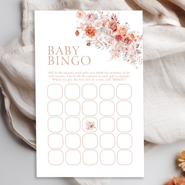 Papier Boho Floral Baby shower Baby Bingo Jeu (Créateur téléchargé)